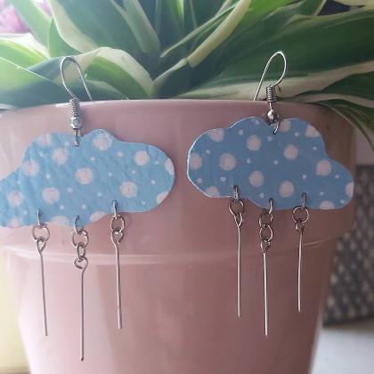 Cloud , dangle earrings . Acrylic p..