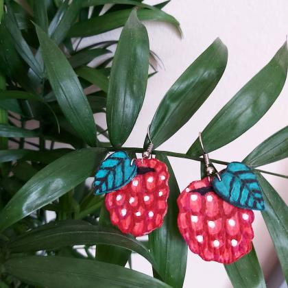 Raspberry dangle earrings. Acrylic ..